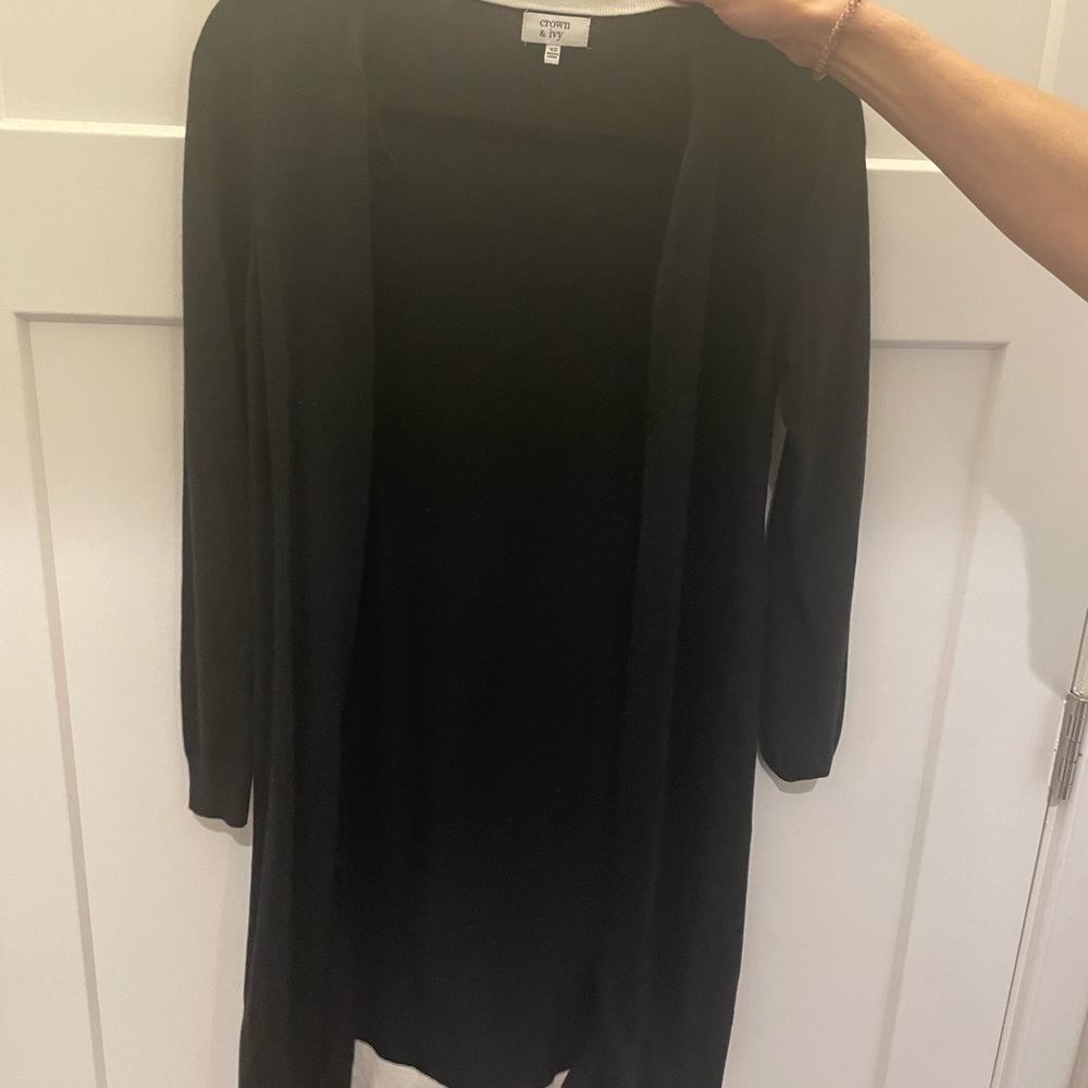 Long knee length cardigan black